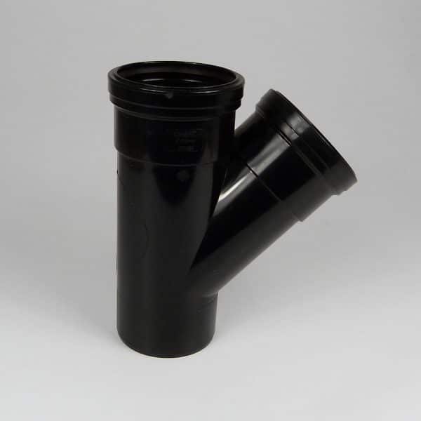 110mm-Pushfit-Soil-45d-double-socket-Y-Branch-Black-Speedyplastics