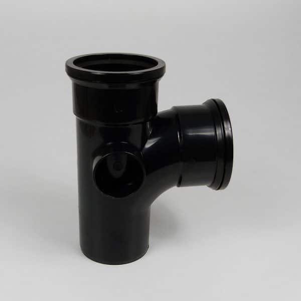 110mm-Pushfit-Soil-90d-double-socket-boss-branch-black-speedyplastics