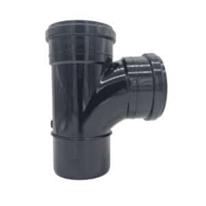 110mm-Pushfit-Soil-90-degree-double-socket-tee-branch-black