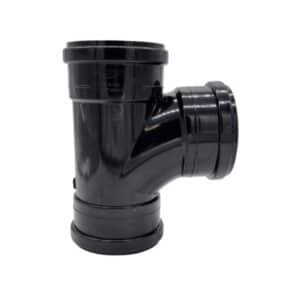 110mm-Pushfit-Soil-90-degree-triple-socket-tee-branch-black