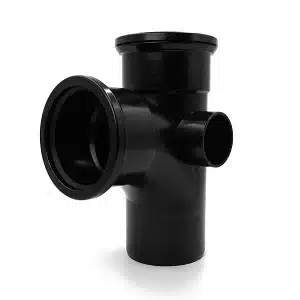 110mm-Push-Fit-Soil-90-degree-Double-Socket-63mm-Boss-Branch-Black-S14B-A
