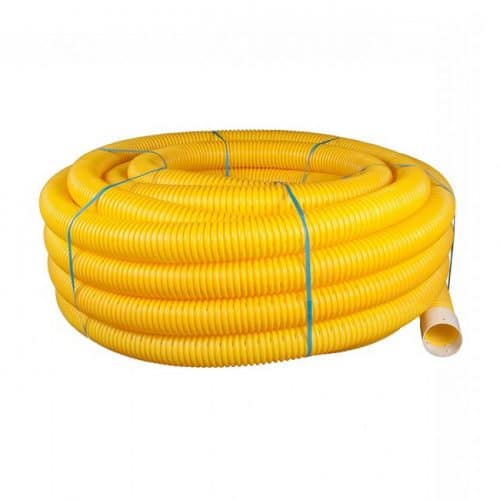 100mm Yellow Perforated Twin Wall Gas Ducting x 50m Coil Speedy Plastics