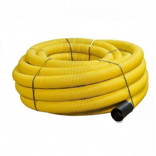 63mm Twinwall Ducting Coil Yellow Flexi "Gas" x 50m Speedy Plastics