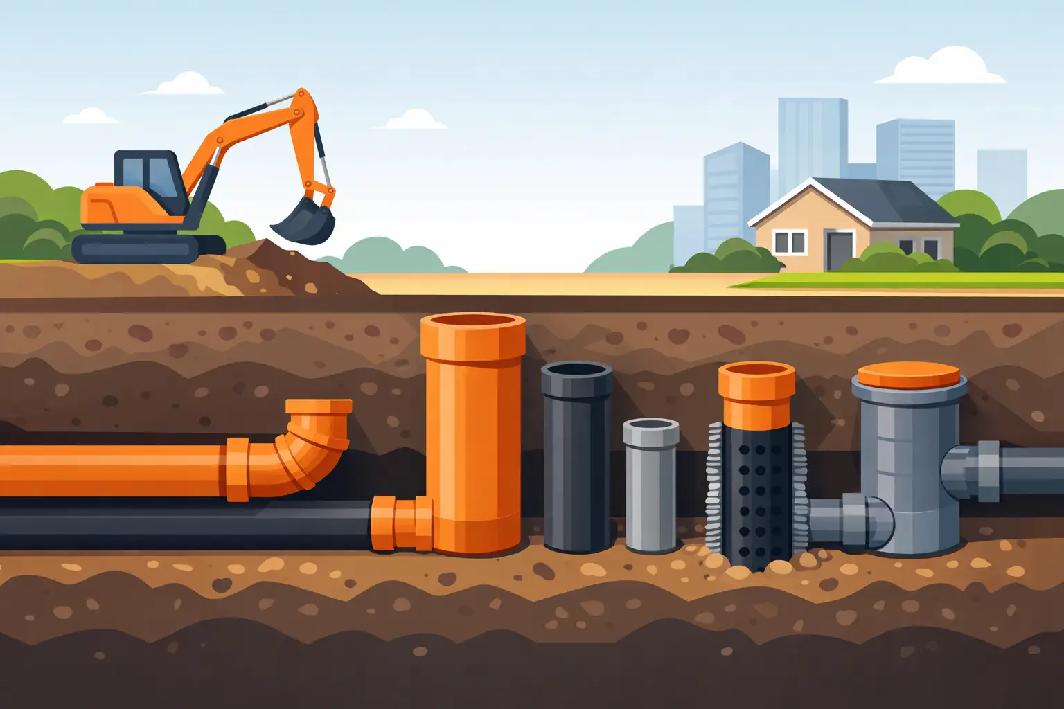 Underground Drainage Pipes Sizes and Installation